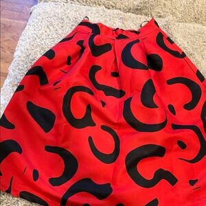 Red and Black Graphic Midi Skirt - Unbranded